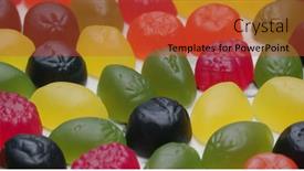  Presentation with jelly - Beautiful PPT theme featuring fruit-jelly-gummy-candies-assortment backdrop and a red colored foreground