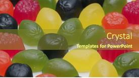  Presentation with jelly - PPT layouts having fruit-jelly-gummy-candies-assortment background and a tawny brown colored foreground