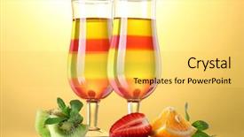  Presentation with jelly - Presentation design with fruit jelly in glasses and fruits on yellow background background and a yellow colored foreground
