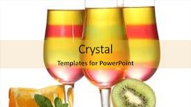  Presentation with jelly - Amazing PPT layouts having fruit jelly in glasses and fruits isolated on white backdrop and a yellow colored foreground