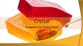  Presentation with jelly - Amazing slide set having fruit jelly on tea spoon isolated on white backdrop and a gold colored foreground