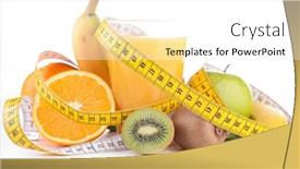  Presentation with tape measure - Colorful slide set enhanced with fruit juice and measure tape isolated backdrop and a white colored foreground