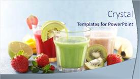  Presentation with healthy juice - PPT theme featuring fruit-juice-healthy-smoothie-top background and a sky blue colored foreground