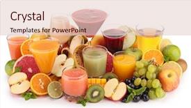  Presentation with fruit juice bottle - Cool new presentation theme with fruit juice isolated on white backdrop and a lemonade colored foreground