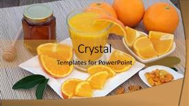  Presentation with orange fruit - Colorful presentation theme enhanced with fruit juice vitamin c tablet backdrop and a gold colored foreground