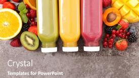  Presentation with juice - Colorful presentation design enhanced with fruit-juice-with-fresh-fruits backdrop and a gray colored foreground