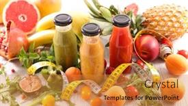  Presentation with fruit juice bottle - Theme having fruit-juice-with-ingredient background and a gold colored foreground