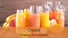  Presentation with juice - Slide set featuring fruit juice background and a gold colored foreground