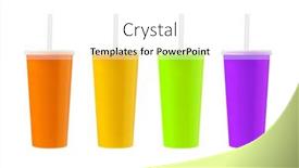  Presentation with paper cups - Slide set consisting of fruit-juices-in-paper-cups background and a white colored foreground