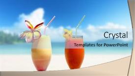  Presentation with juices - Amazing PPT theme having fruit juices on a tropical backdrop and a light blue colored foreground