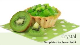  Presentation with kiwi fruit - PPT theme having sunset st-malo brittany france background and a tawny brown colored foreground.