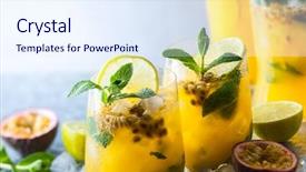  Presentation with passion fruit - Cool new PPT theme with fruit lemonade garnished with lime backdrop and a sky blue colored foreground