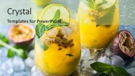  Presentation with passion fruit - Audience pleasing PPT layouts consisting of fruit lemonade garnished with lime backdrop and a yellow colored foreground