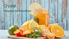  Presentation with mango leaves - PPT layouts enhanced with fruit lemonade with ice leaves background and a light blue colored foreground