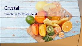  Presentation with mango leaves - Amazing slide deck having fruit lemonade with ice leaves backdrop and a sky blue colored foreground