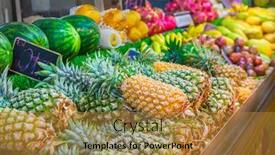  Presentation with fruit - PPT theme with fruit-market-with-fresh-fruits background and a gold colored foreground