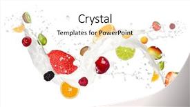  Presentation with milk splashing - Presentation theme having fruit mix in milk splash background and a white colored foreground