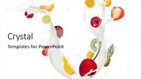  Presentation with fruit splash - Slides featuring fruit mix in milk splash background and a pink colored foreground