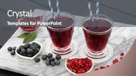  Presentation with blueberry juice - Colorful theme enhanced with nutrition immunity - blueberry and pomegranate juice drink backdrop and a gray colored foreground