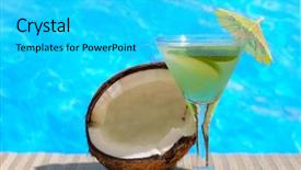  Presentation with cocktail - Cool new slide set with fruit party - mojito cocktail against pool backdrop and a  colored foreground