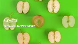  Presentation with pop art - Slide deck with fruit-pattern-of-apple-halves background and a shamrock green colored foreground