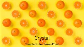  Presentation with pop art - PPT layouts with fruit pattern of fresh mandarin background and a light gray colored foreground