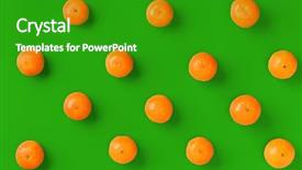  Presentation with pop art - Colorful presentation design enhanced with fruit pattern of fresh orange backdrop and a shamrock green colored foreground