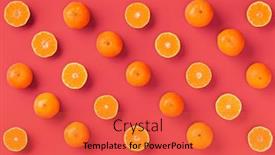  Presentation with living coral - PPT layouts enhanced with fruit pattern of fresh orange tangerine or mandarin on living coral background flat lay top view pop art design creative summer concept citrus in minimal style background and a red colored foreground