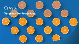  Presentation with orange fruit - Theme with fruit-pattern-of-fresh-orange background and a ocean colored foreground