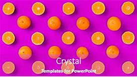  Presentation with pop art - Presentation design consisting of fruit-pattern-of-fresh-orange background and a purple colored foreground