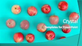  Presentation with pop art - Cool new theme with fruit pattern of red apple backdrop and a teal colored foreground