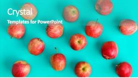  Presentation with pop art - Presentation design having fruit pattern of red apple background and a teal colored foreground