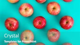  Presentation with pop art - Presentation theme with fruit-pattern-of-red-apple background and a teal colored foreground