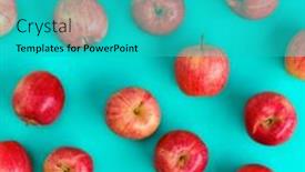  Presentation with pop art - PPT theme with fruit-pattern-of-red-apple background and a teal colored foreground