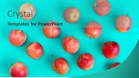  Presentation with pop art - Presentation theme with fruit-pattern-of-red-apple background and a teal colored foreground