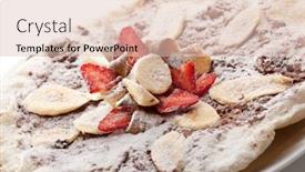  Presentation with fruit banana - PPT theme enhanced with fruit pizza made with chocolate and banana background and a lemonade colored foreground