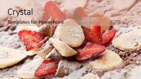  Presentation with fruit banana - Beautiful PPT layouts featuring fruit pizza made with chocolate and banana backdrop and a coral colored foreground