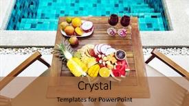  Presentation with tropical fruit - Colorful slide deck enhanced with fruit plate by the hotel backdrop and a coral colored foreground