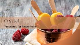  Presentation with cream - PPT theme consisting of fruit-popsicles-ice-cream background and a yellow colored foreground
