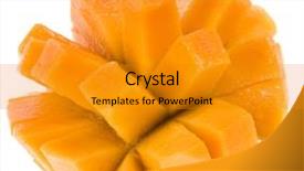  Presentation with mango fruit - Amazing PPT layouts having fruit pulp - fresh mango isolated on white backdrop and a gold colored foreground