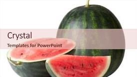  Presentation with helva fresh sliced halva - Colorful slide set enhanced with fruit pulp - fresh watermelon slices backdrop and a  colored foreground