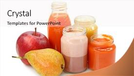  Presentation with baby food - PPT layouts consisting of fruit puree - baby food isolated on white background and a  colored foreground