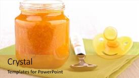  Presentation with baby food - Audience pleasing presentation theme consisting of denim fashion clothing people concept backdrop and a seafoam green colored foreground