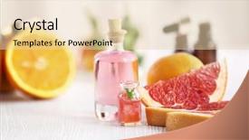  Presentation with essential oil - Theme having fruit puree - bottles with essential oil background and a lemonade colored foreground
