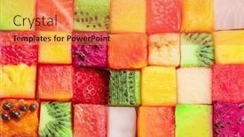  Presentation with colorful puzzle movable - Presentation theme consisting of fruit-puzzle-colorful-food-background background and a coral colored foreground