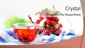  Presentation with tea cup - Amazing theme having fruit red tea with wild backdrop and a white colored foreground