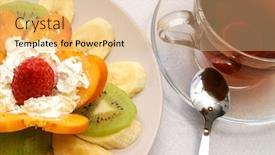  Presentation with hot tea - Slide set having fruit salad and hot tea background and a lemonade colored foreground