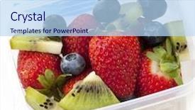  Presentation with kiwi fruit - Beautiful PPT layouts featuring fruit salad in a plastic backdrop and a light blue colored foreground