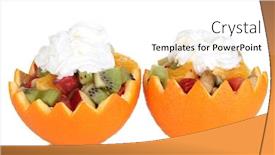  Presentation with orange fruit - PPT layouts enhanced with fruit salad in hollowed-out orange isolated on white background and a white colored foreground
