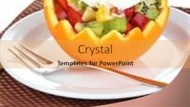  Presentation with orange fruit - PPT theme enhanced with two chocolate homemade cupcakes with dark chocolate cream topping isolated on red background background and a red colored foreground